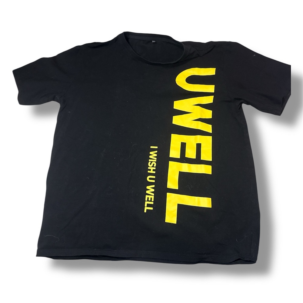 Black T-Shirt with Yellow Print